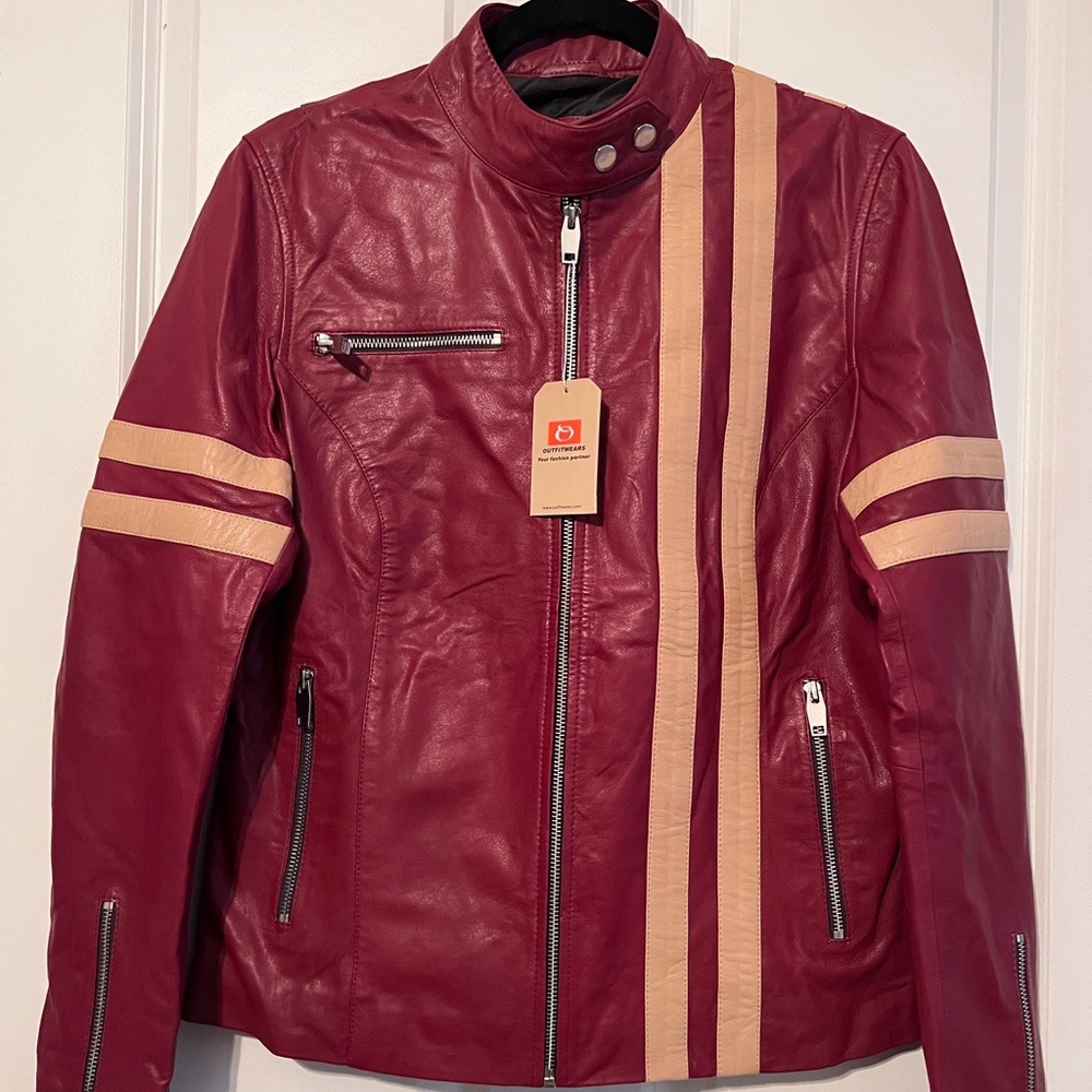 Maroon leather sheep skin jacket